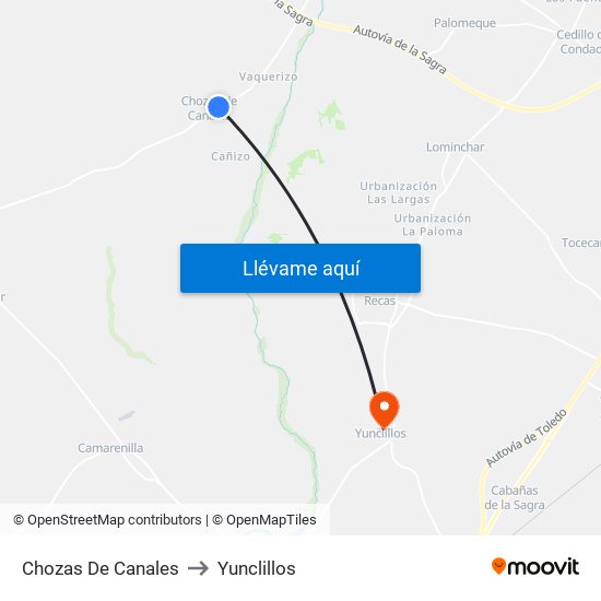 Chozas De Canales to Yunclillos map