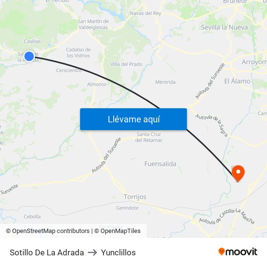 Sotillo De La Adrada to Yunclillos map