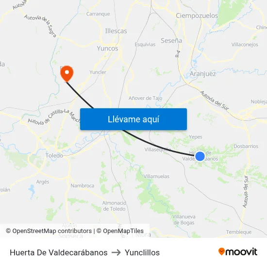 Huerta De Valdecarábanos to Yunclillos map