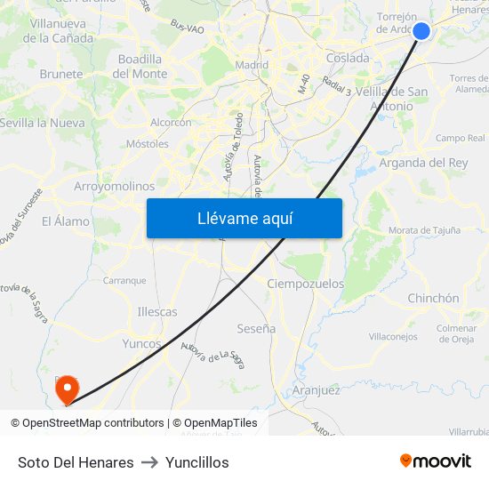 Soto Del Henares to Yunclillos map