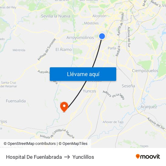 Hospital De Fuenlabrada to Yunclillos map