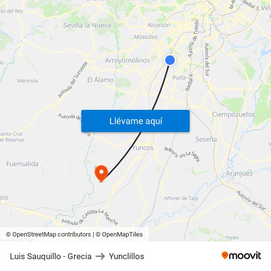 Luis Sauquillo - Grecia to Yunclillos map