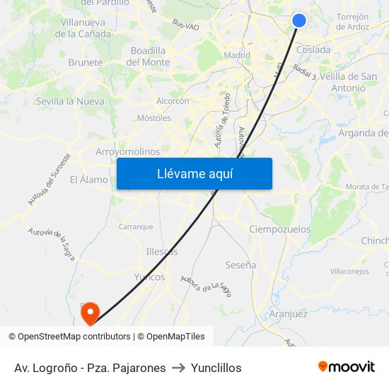 Av. Logroño - Pza. Pajarones to Yunclillos map