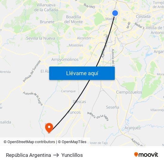 República Argentina to Yunclillos map