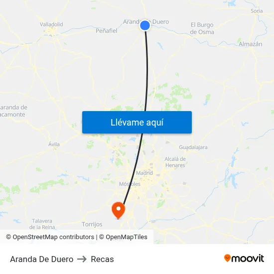 Aranda De Duero to Recas map