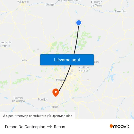 Fresno De Cantespino to Recas map