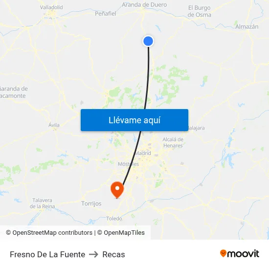 Fresno De La Fuente to Recas map