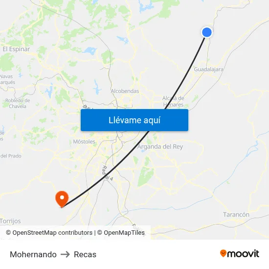 Mohernando to Recas map