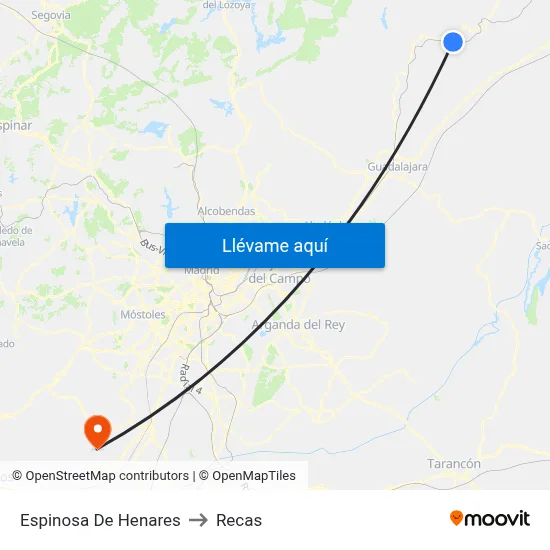 Espinosa De Henares to Recas map