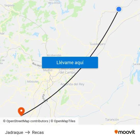 Jadraque to Recas map