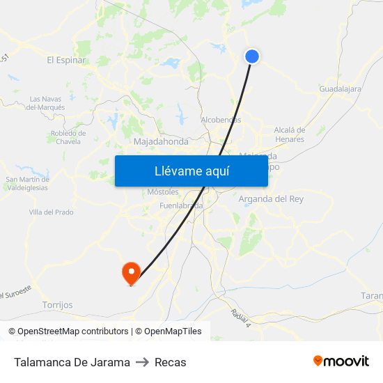 Talamanca De Jarama to Recas map