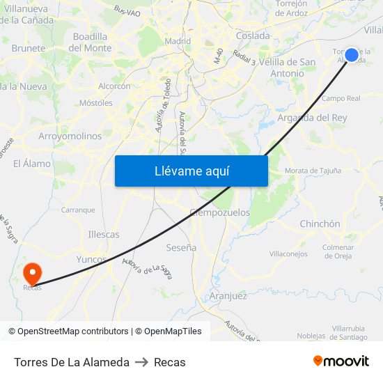 Torres De La Alameda to Recas map