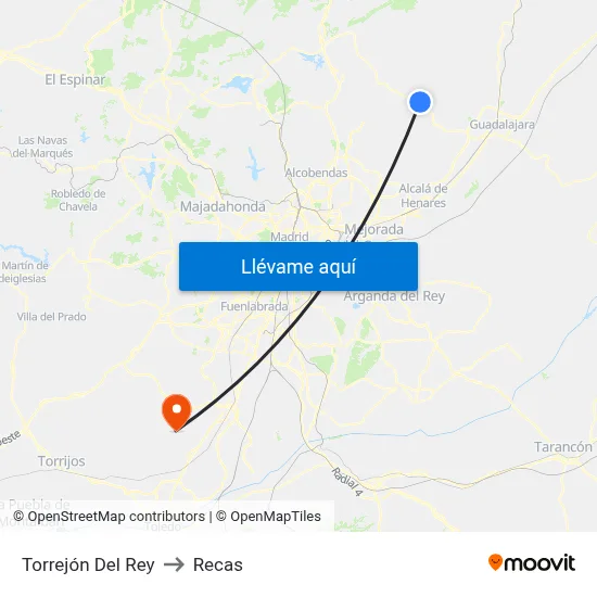 Torrejón Del Rey to Recas map