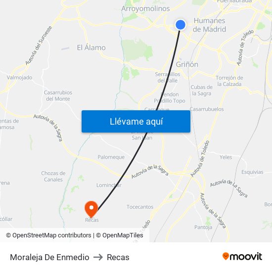 Moraleja De Enmedio to Recas map