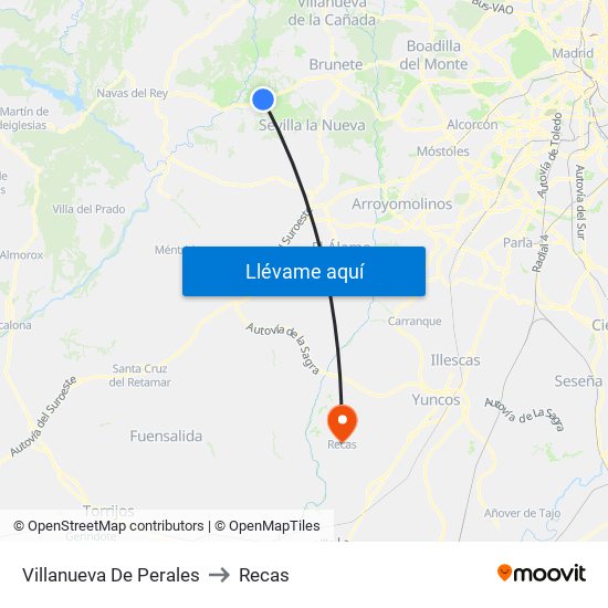 Villanueva De Perales to Recas map