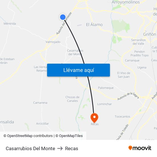 Casarrubios Del Monte to Recas map