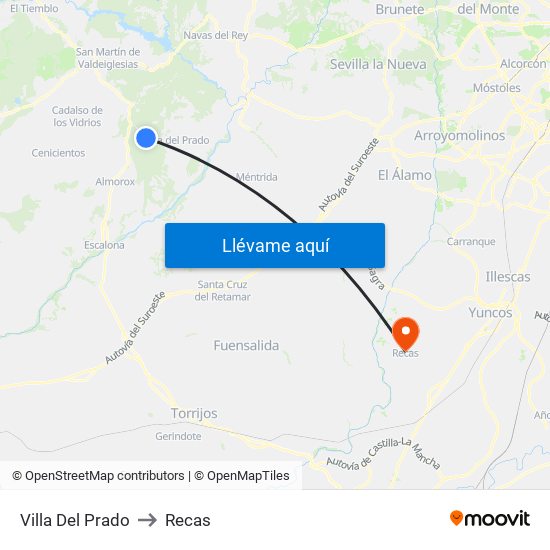 Villa Del Prado to Recas map
