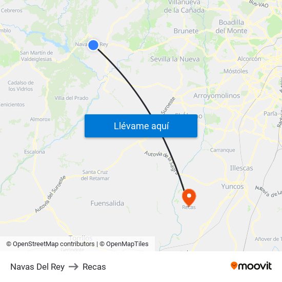 Navas Del Rey to Recas map