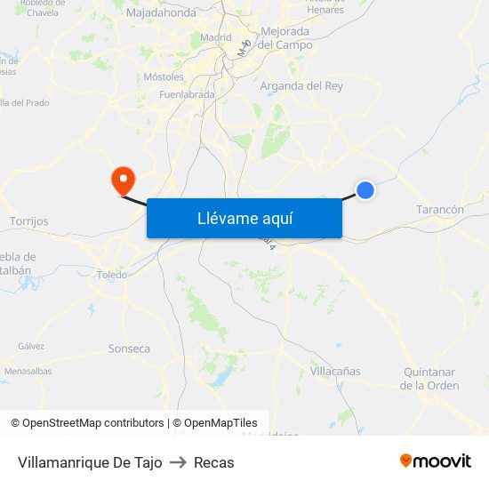 Villamanrique De Tajo to Recas map