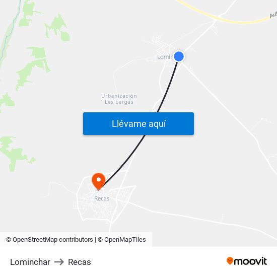 Lominchar to Recas map