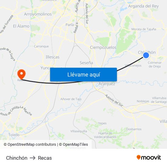 Chinchón to Recas map