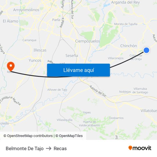 Belmonte De Tajo to Recas map