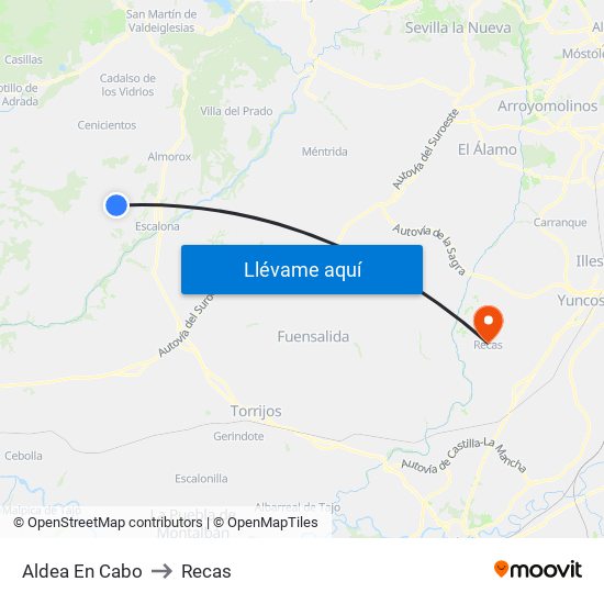 Aldea En Cabo to Recas map