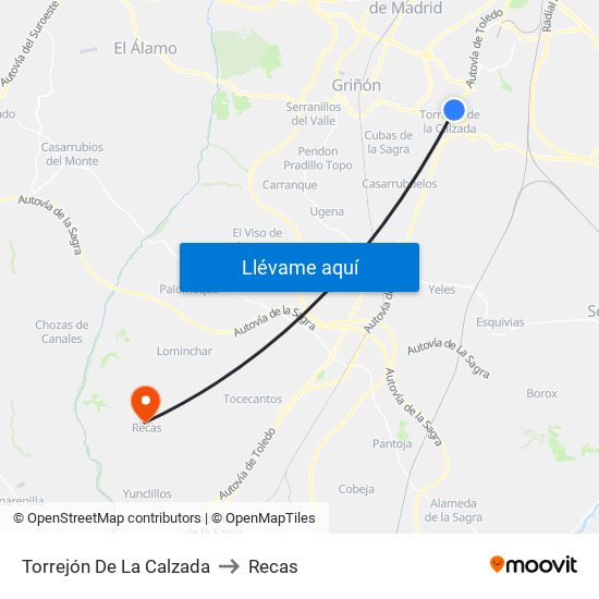 Torrejón De La Calzada to Recas map