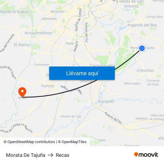 Morata De Tajuña to Recas map