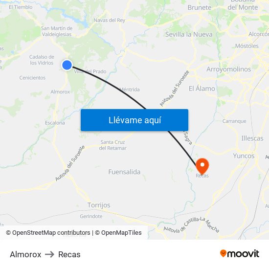 Almorox to Recas map
