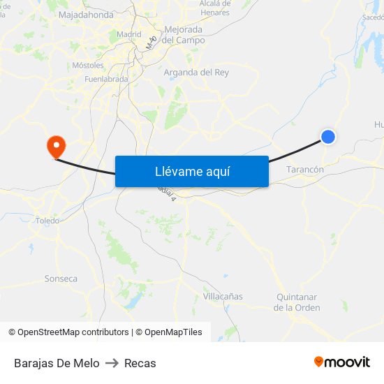 Barajas De Melo to Recas map