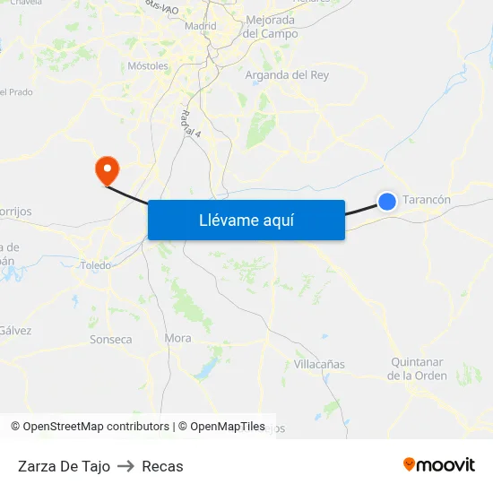 Zarza De Tajo to Recas map
