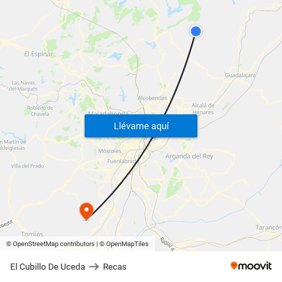 El Cubillo De Uceda to Recas map