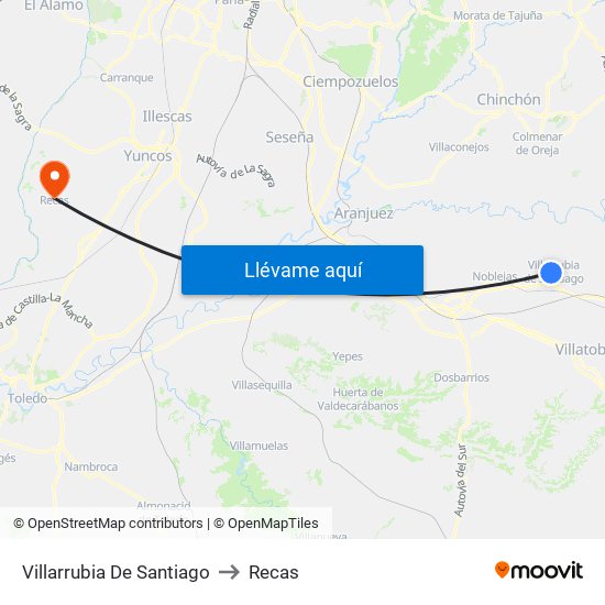 Villarrubia De Santiago to Recas map