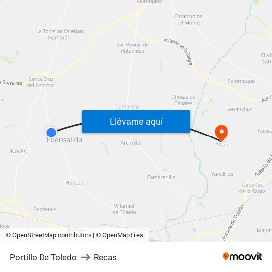 Portillo De Toledo to Recas map