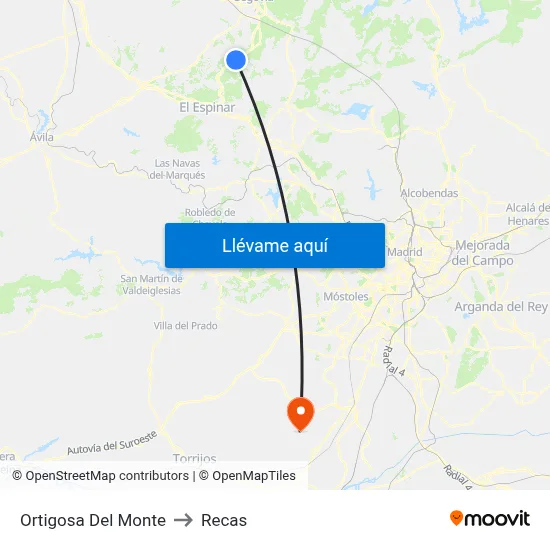 Ortigosa Del Monte to Recas map