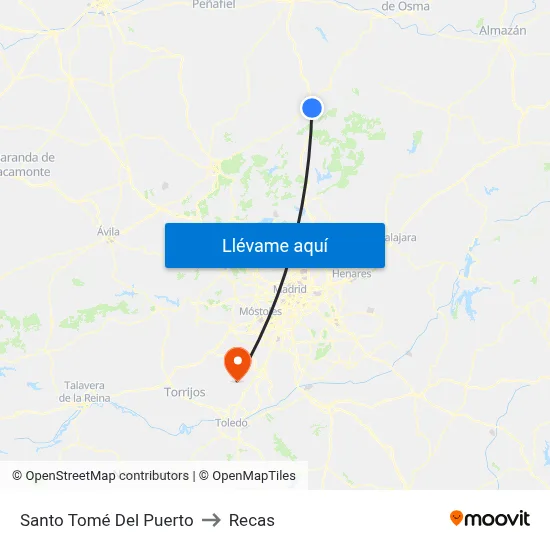 Santo Tomé Del Puerto to Recas map