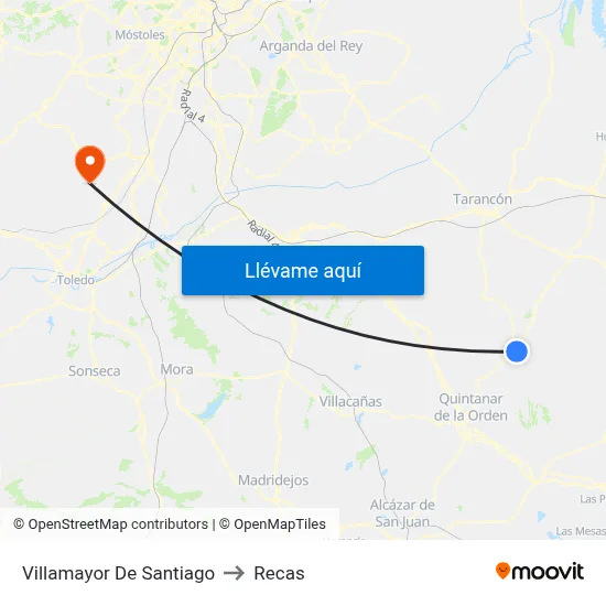 Villamayor De Santiago to Recas map
