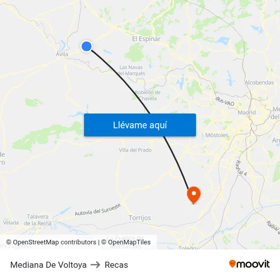 Mediana De Voltoya to Recas map