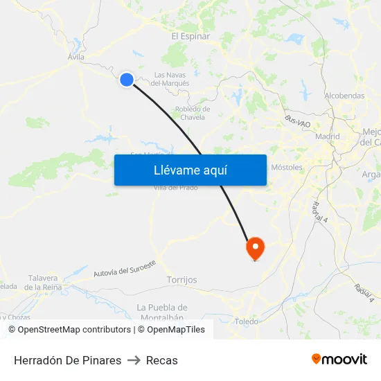 Herradón De Pinares to Recas map