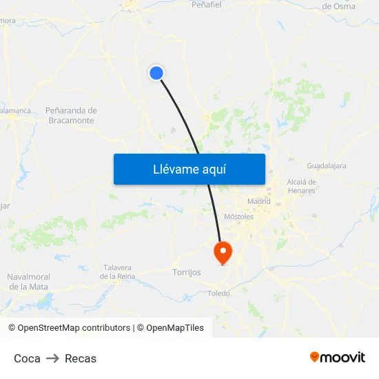 Coca to Recas map