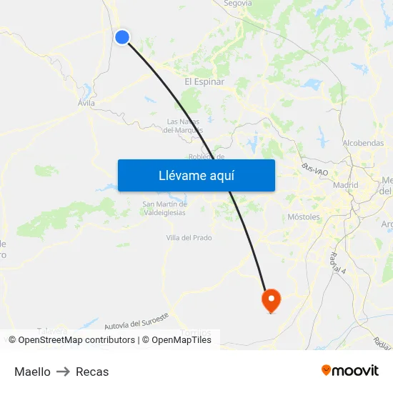 Maello to Recas map