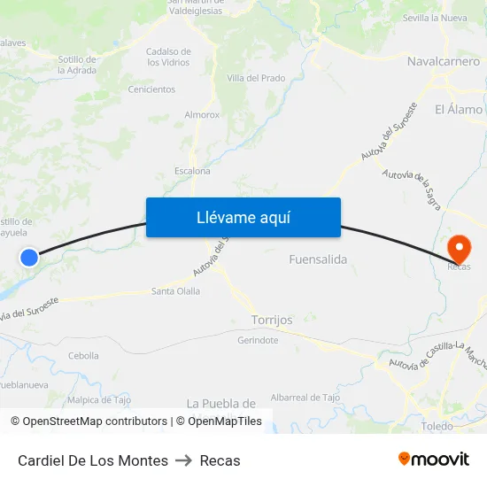 Cardiel De Los Montes to Recas map