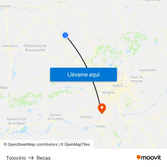 Tolocirio to Recas map