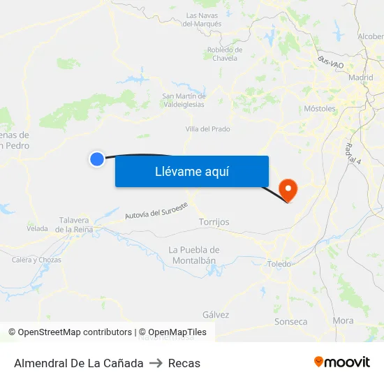 Almendral De La Cañada to Recas map