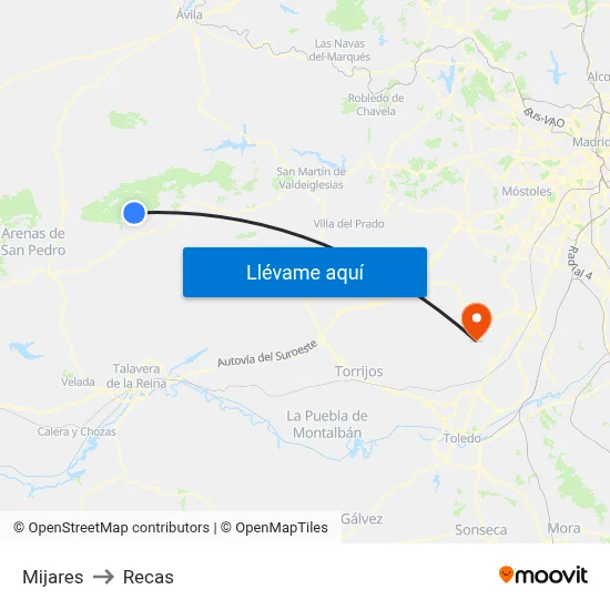 Mijares to Recas map