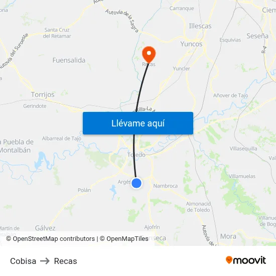 Cobisa to Recas map