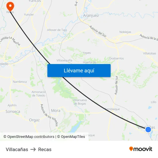 Villacañas to Recas map