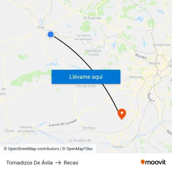 Tornadizos De Ávila to Recas map