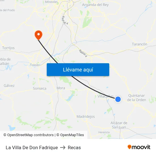 La Villa De Don Fadrique to Recas map